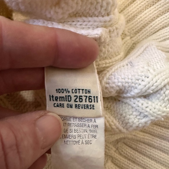 L.L. Bean Cable Knit Turtleneck Sweater - Cream Women's Medium - Picture 3 of 4